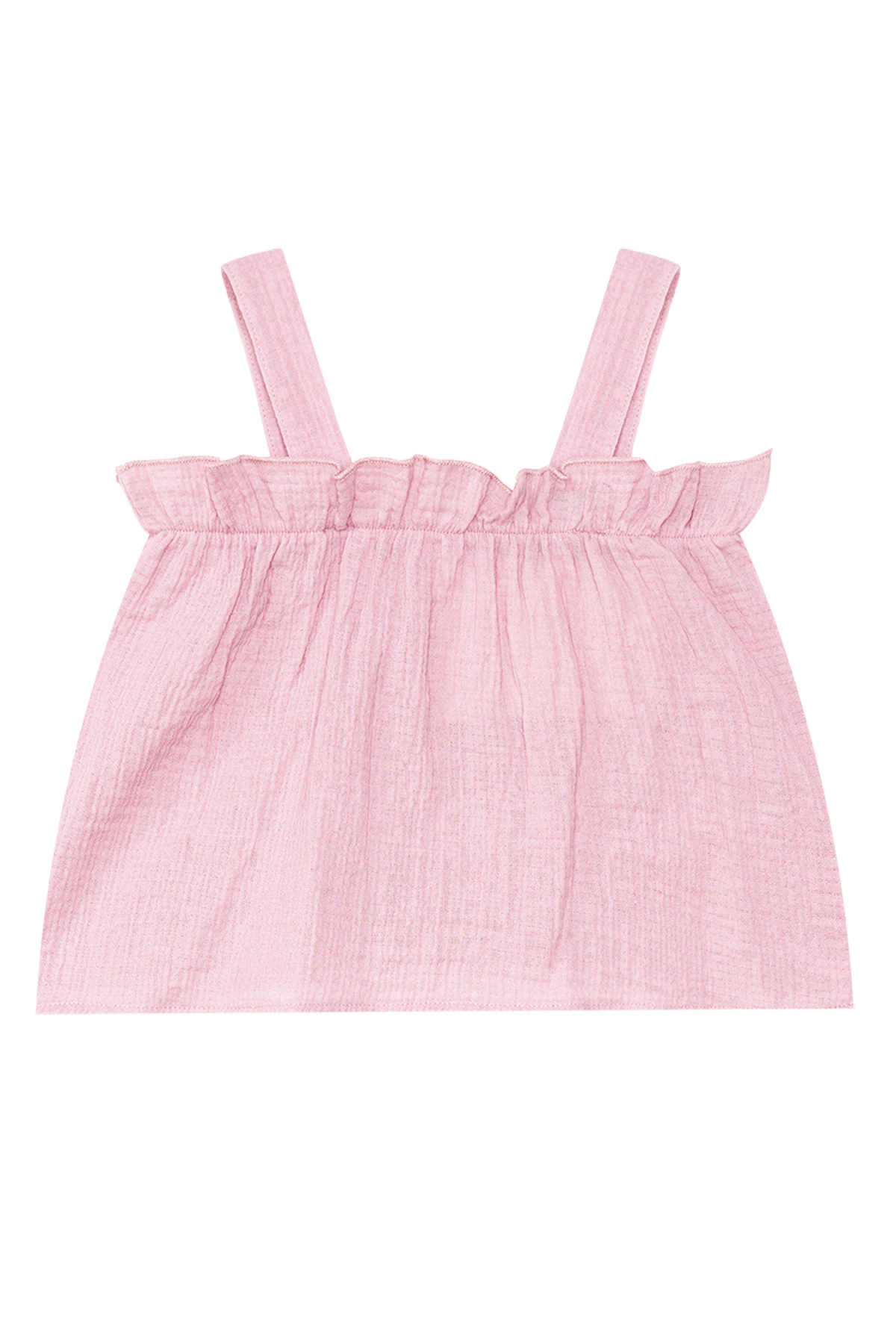 Denokids Kız Bebek Çocuk Pembe Yazlık Müslin Askılı Bluz Şort Takım fotoğrafı 6 (önizleme)