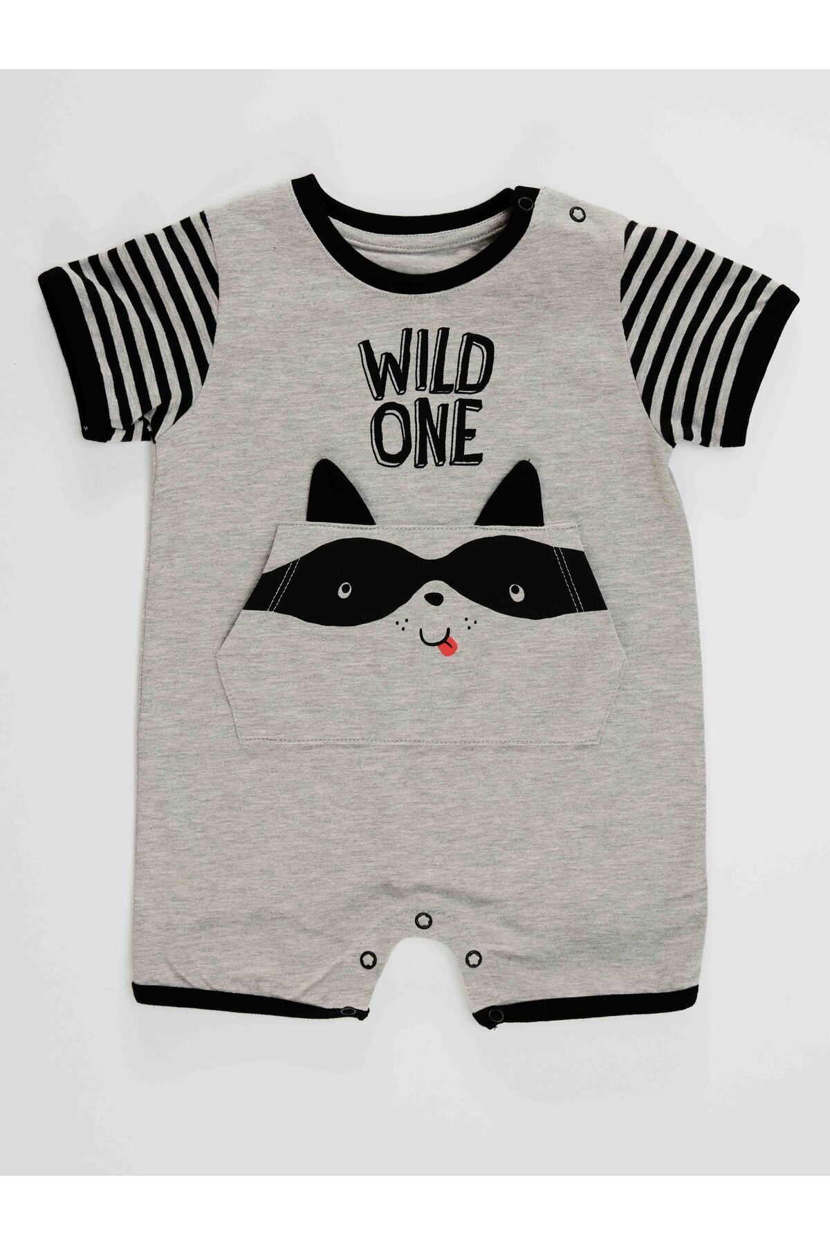 Denokids Rakun Erkek Bebek Gri Yazlık Tulum fotoğrafı 3 (önizleme)