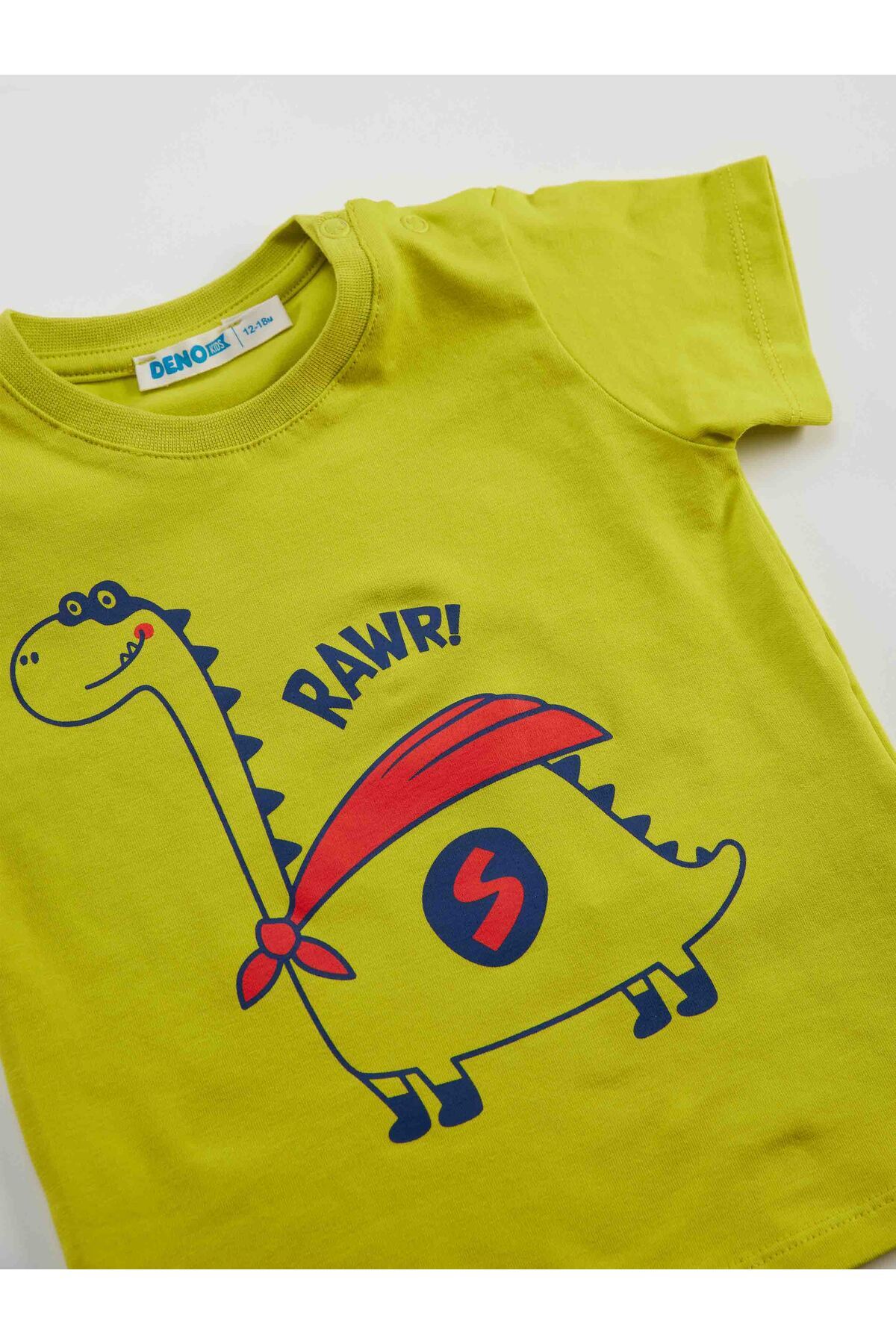 Denokids Super Dino Erkek Bebek T-shirt Kapri Şort Takım fotoğrafı 6 (önizleme)