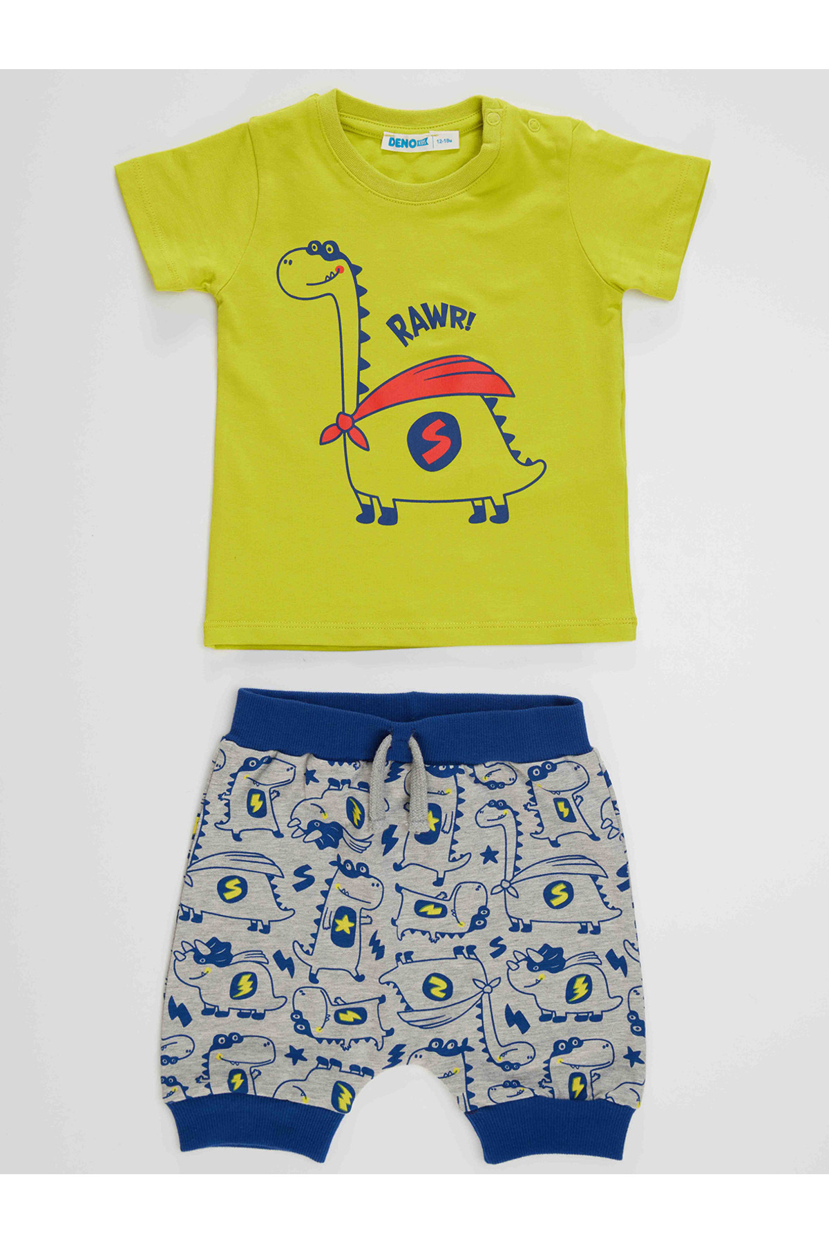 Denokids Super Dino Erkek Bebek T-shirt Kapri Şort Takım fotoğrafı 3 (önizleme)