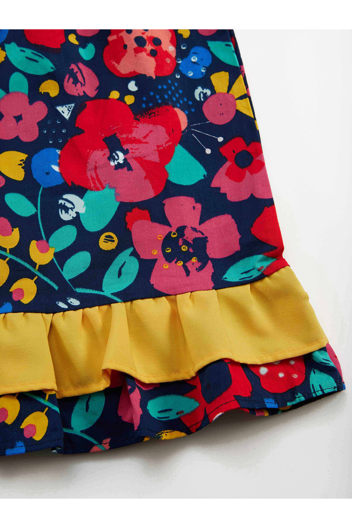 Denokids Çiçekli Kız Bebek Poplin Pamuklu Yazlık Askılı Elbise fotoğrafı 6 (önizleme)