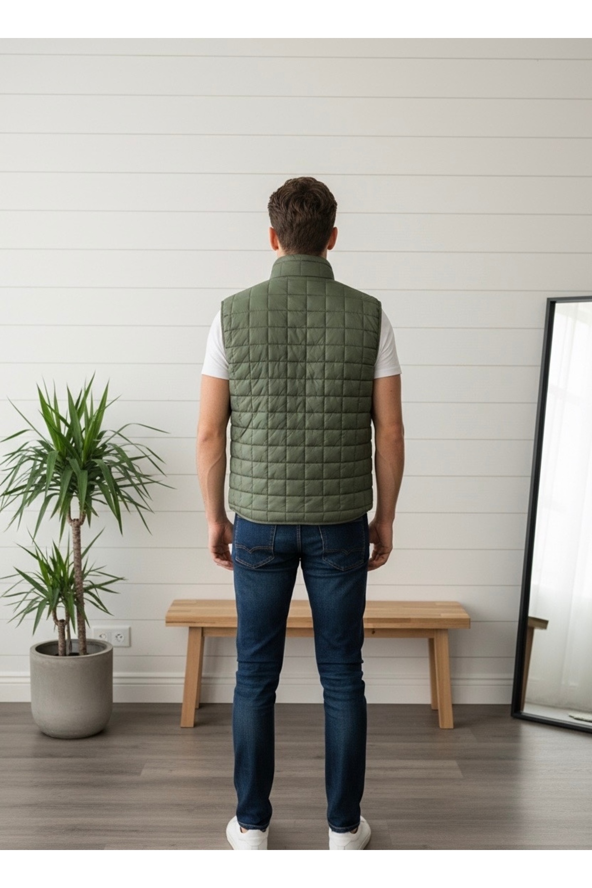 VESİBELLA  HAKİ İNCE ŞİŞME ERKEK YELEK - Görsel 4