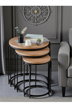 SEDAŞ LIVING UNITS 3' LÜ AÇIK CEVİZ AHŞAP SİYAH (STATİK) AYAK LENKA METAL SEH...