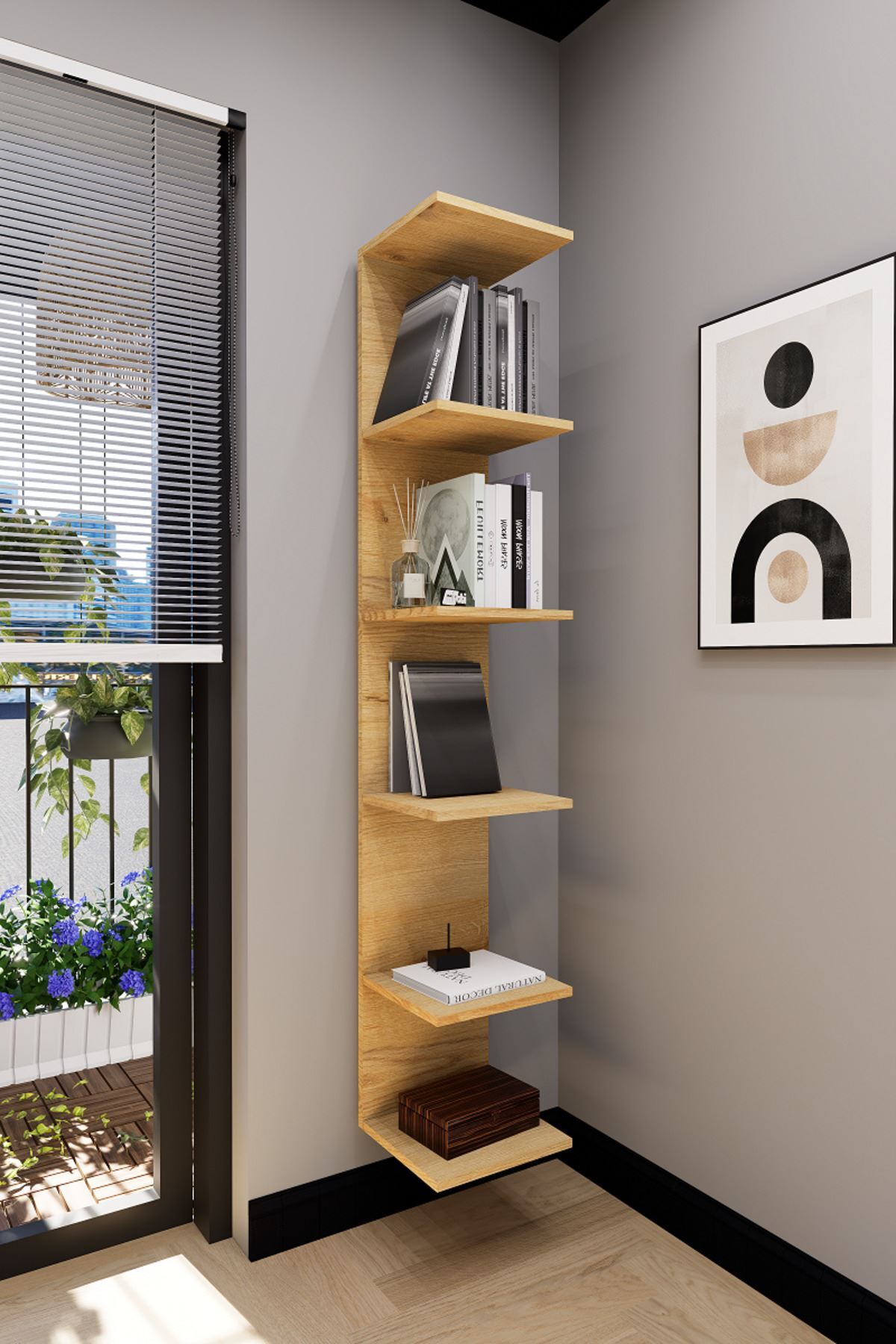 Troy Wall Mounted Bookshelf Wall Shelf 6 Shelves Pine