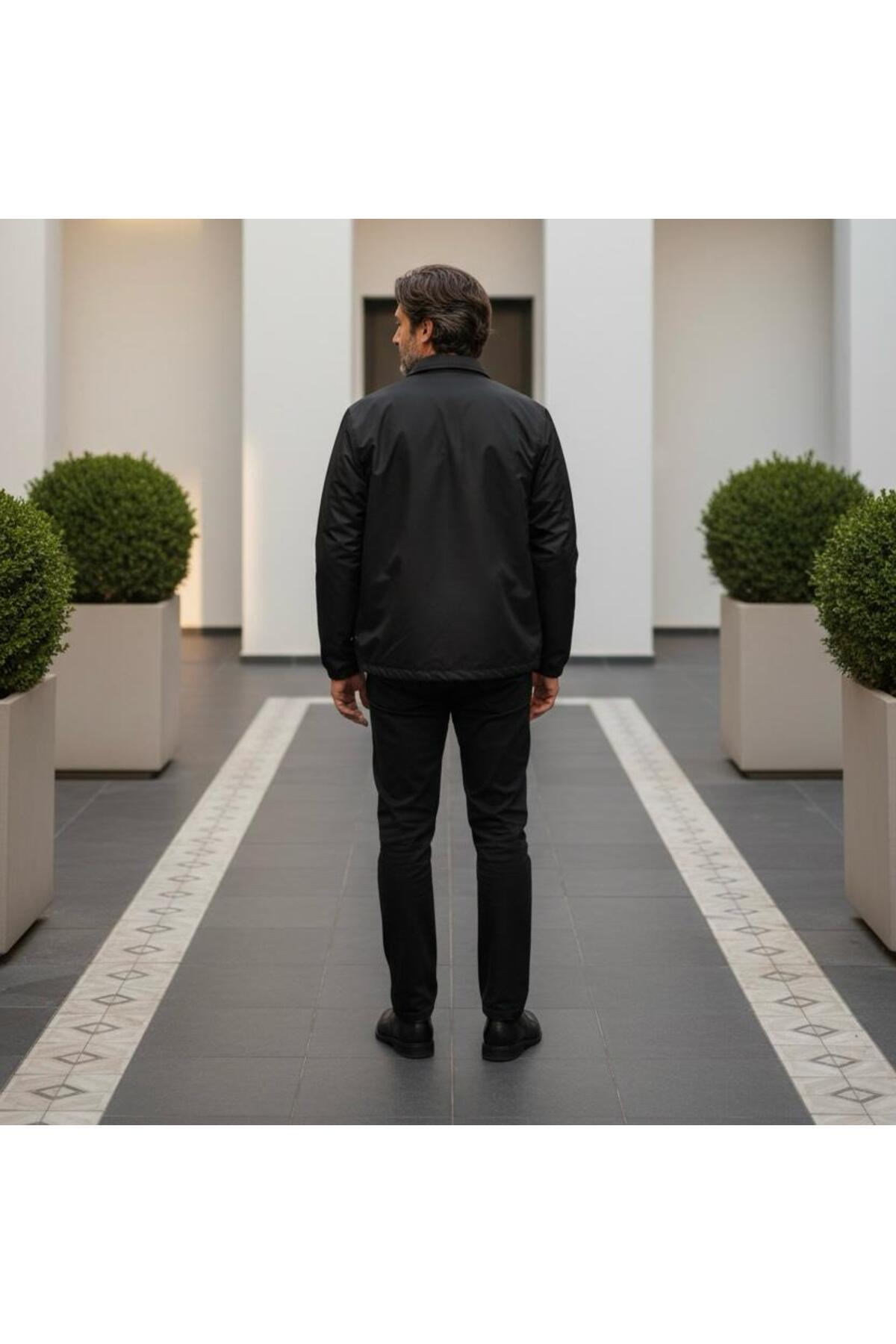 Hamera  Su Ve Rüzgar Geçirmez Siyah Erkek Ceket Mont - Görsel 3
