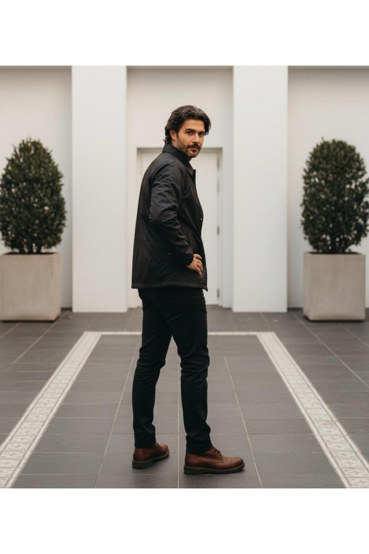 Hamera  Su Ve Rüzgar Geçirmez Siyah Erkek Ceket Mont - Görsel 2