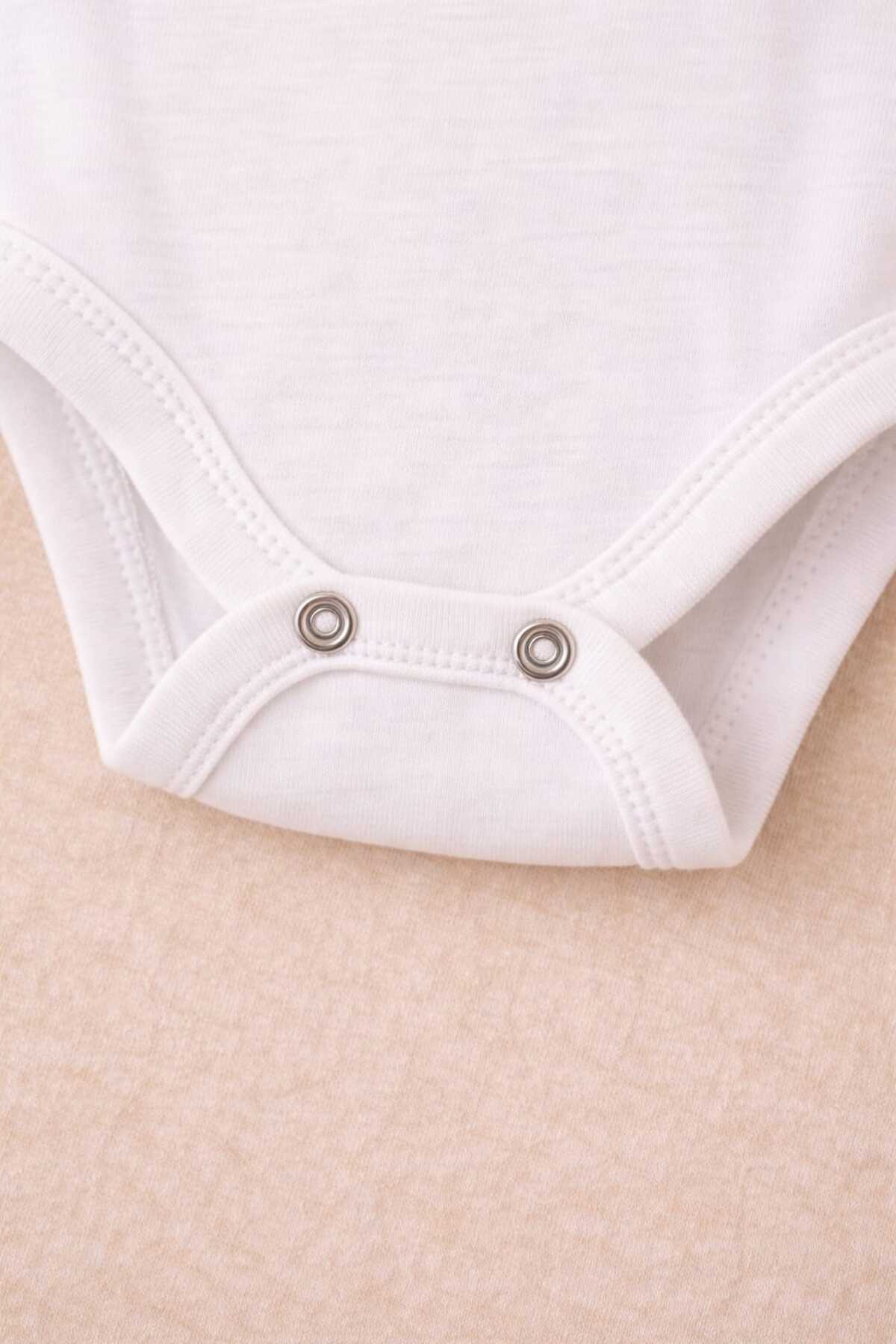 SPARKLY BABY %100 Organik Pamuklu Bebek Çıtçıtlı Zıbın Body 5'li Paket Beyaz fotoğrafı 3 (önizleme)