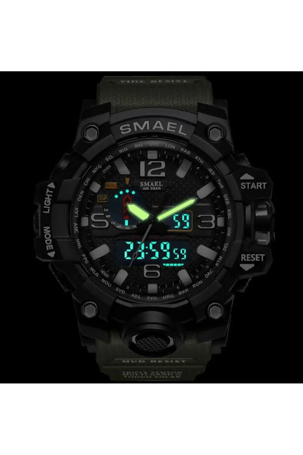 SMAEL Erkek Kol Saati Analog Dijital Spor Moda Trend Saat Siyah Renk 1545 görsel 2