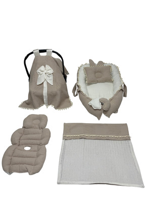 Happy Baby Dikiş Atölyesi 5 Parça Müslin Waffle Babynest Taşınabilir Bebek Ya...