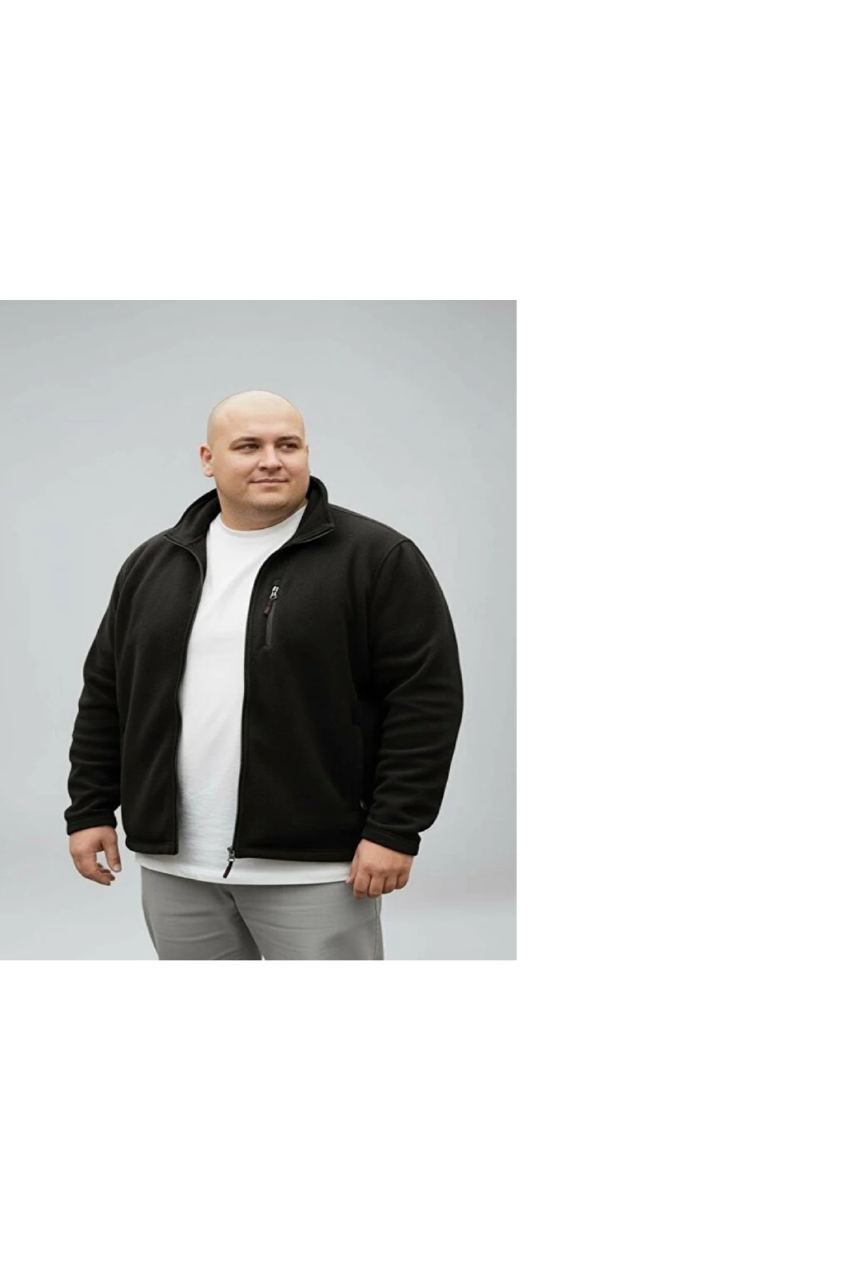 w white stars sports & wear Erkek Büyük Beden Siyah Tüylenme Yapmaz Anti Pilling Polar Mont şık tasarım tüylenme yapmaz polar