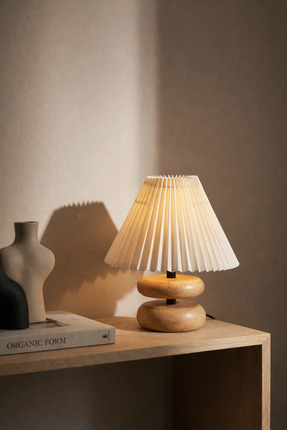 HOMİNG Moji Umbrella Kumaş El Yapımı Ahşap Abajur