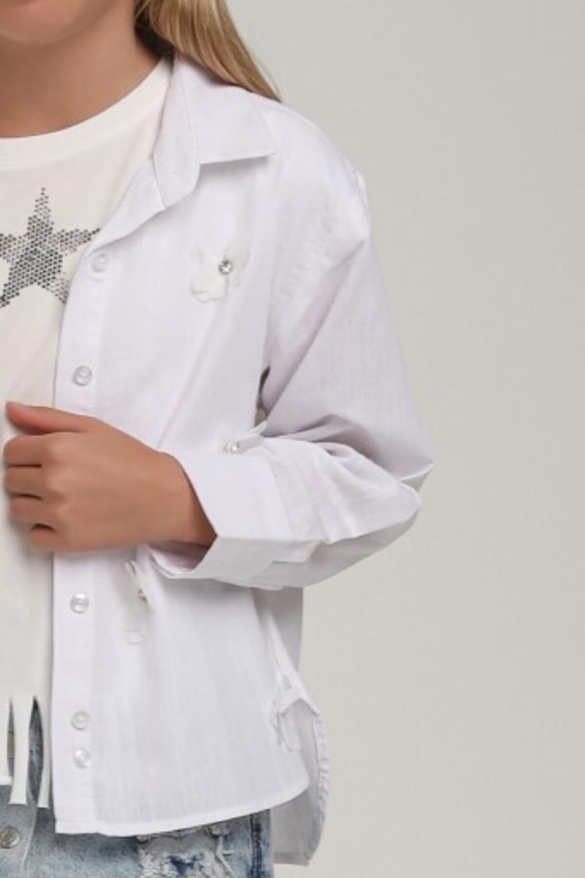 xo kids moda Kız Çocuk Gömlek 4-8 Yaş 25146 fotoğrafı 3 (önizleme)