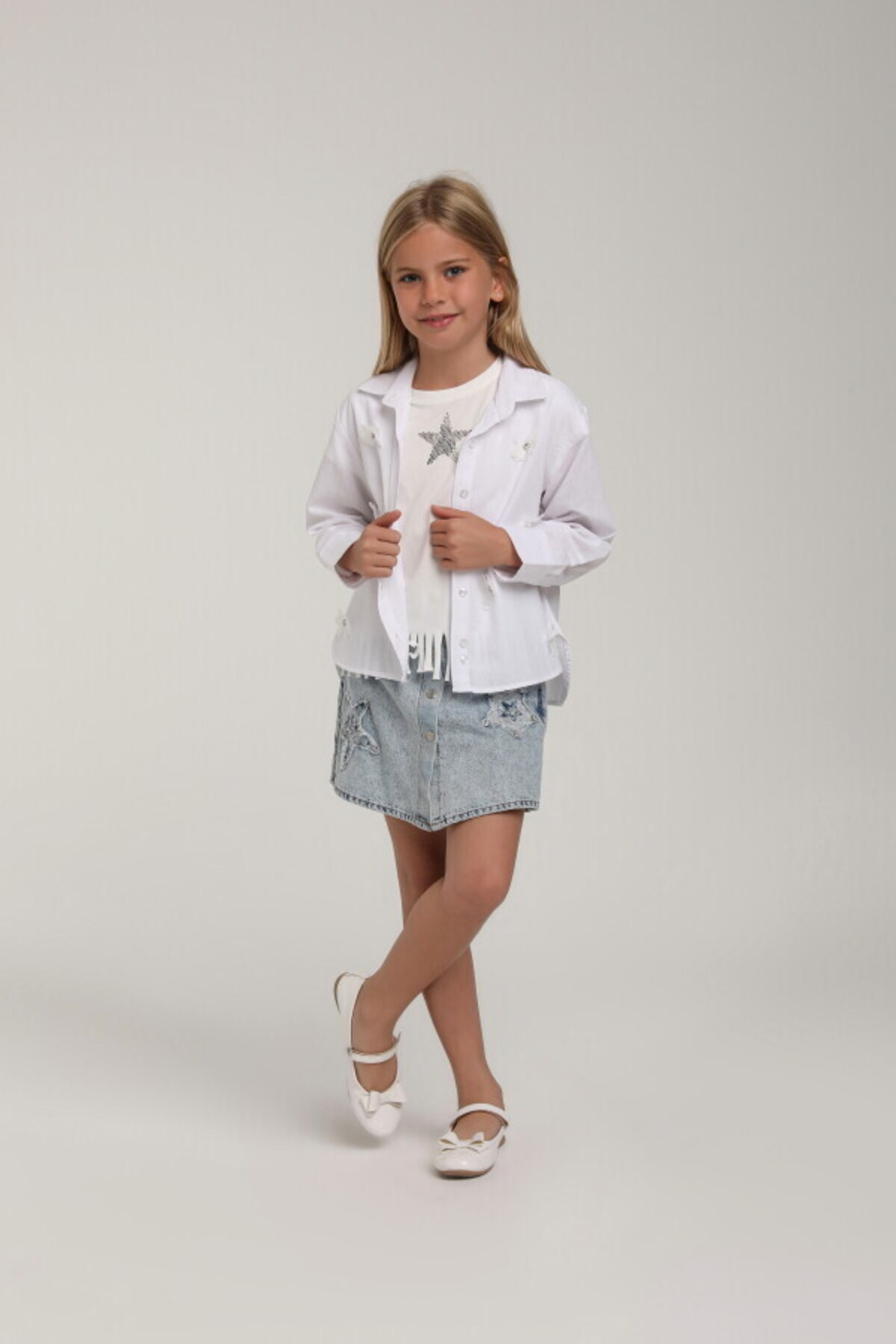 xo kids moda Kız Çocuk Gömlek 4-8 Yaş 25146 fotoğrafı 2 (önizleme)