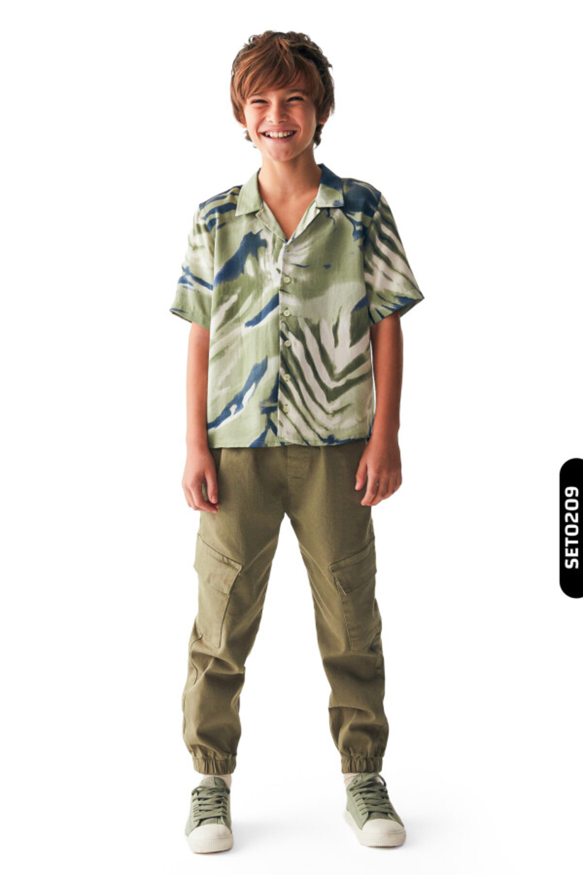 Nk Kids Akıtma Desenli Ceket Yakalı Düğmeli Kısa Kollu Erkek Çocuk Gömlek 8-14 Yaş 46325 fotoğrafı 5 (önizleme)