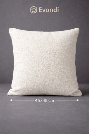 Evondi 45×45 Kırık Beyaz / Ekru Kırlent Kılıfı – Yumuşak Dokulu Silinebilir K...