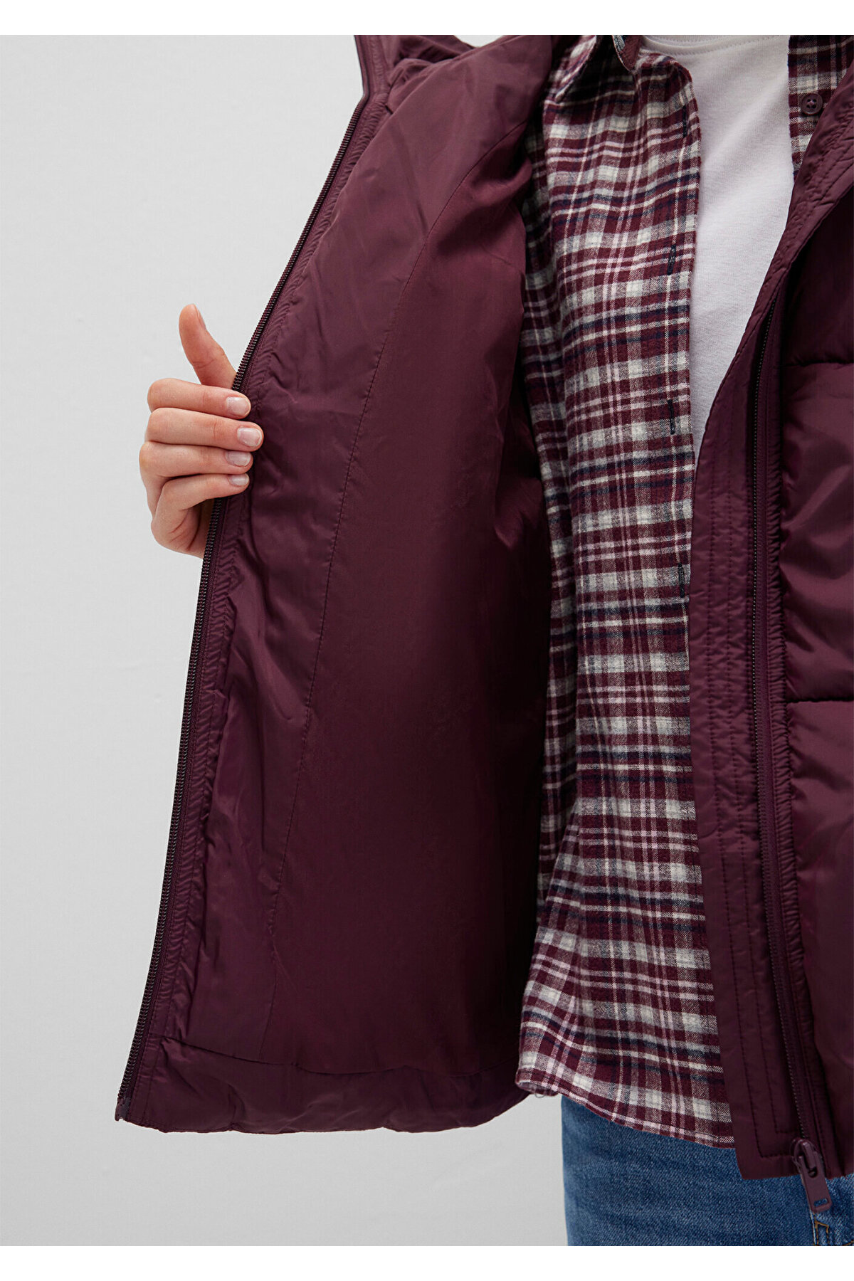 Mavi  Su İtici Kapüşonlu Bordo Şişme Mont 1110199-70434 - Görsel 8