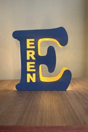 Runc Design Kişiye Özel İsimli LED Işıklı Ahşap Harf Lamba – Baş Harf Tasarım...