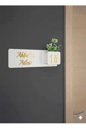 Amorf Design Çiçeklikli Kapı Numarası Ev Hediyesi Otel Site Ev Kapı Süsü