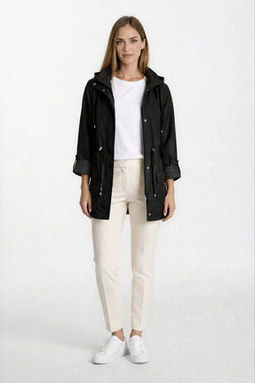 Spazio Christensen Kapüşonlu Çıtçıtlı Katlamalı Kol Kaban SİYAH