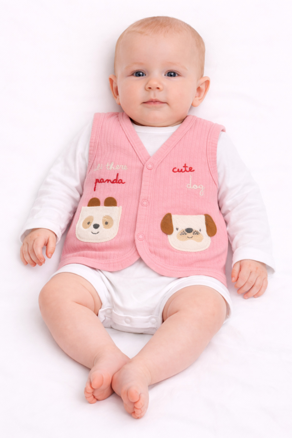 Onouqo 2'li Set - 0–3 Ay Yenidoğan Yumuşak Pamuk Kız Bebek Yeleği – Bursa Üretimi - Pembe fotoğrafı 7 (önizleme)
