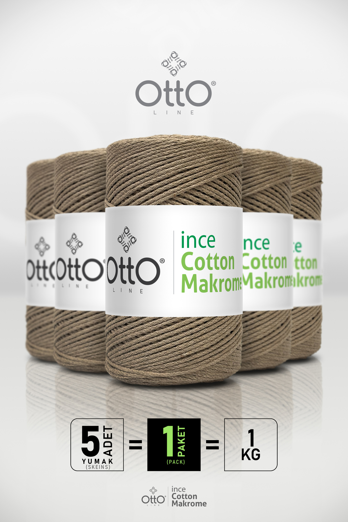 Thin Cotton Macrame - Mink - 5-Pack - 2mm/200gr/170m - Cotton Macrame, Bags and Accessory rope