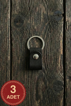 pepuza 3'lü Set - Hakiki Deri Minimal Tiny Anahtarlık - Antrasit