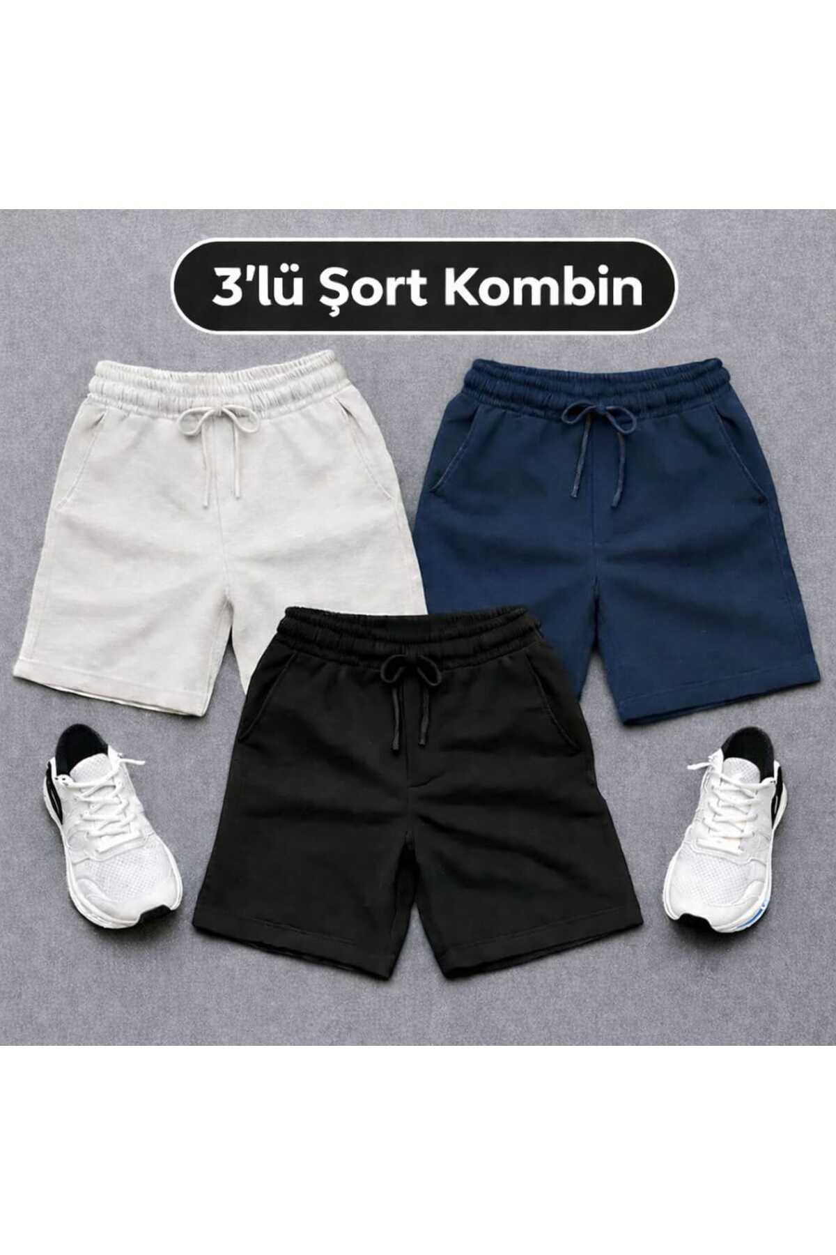 TREND ALİSSE  3 lü paket Erkek COLL bermuda Spor Şort yazlık rahat Fitness Gym Şortu