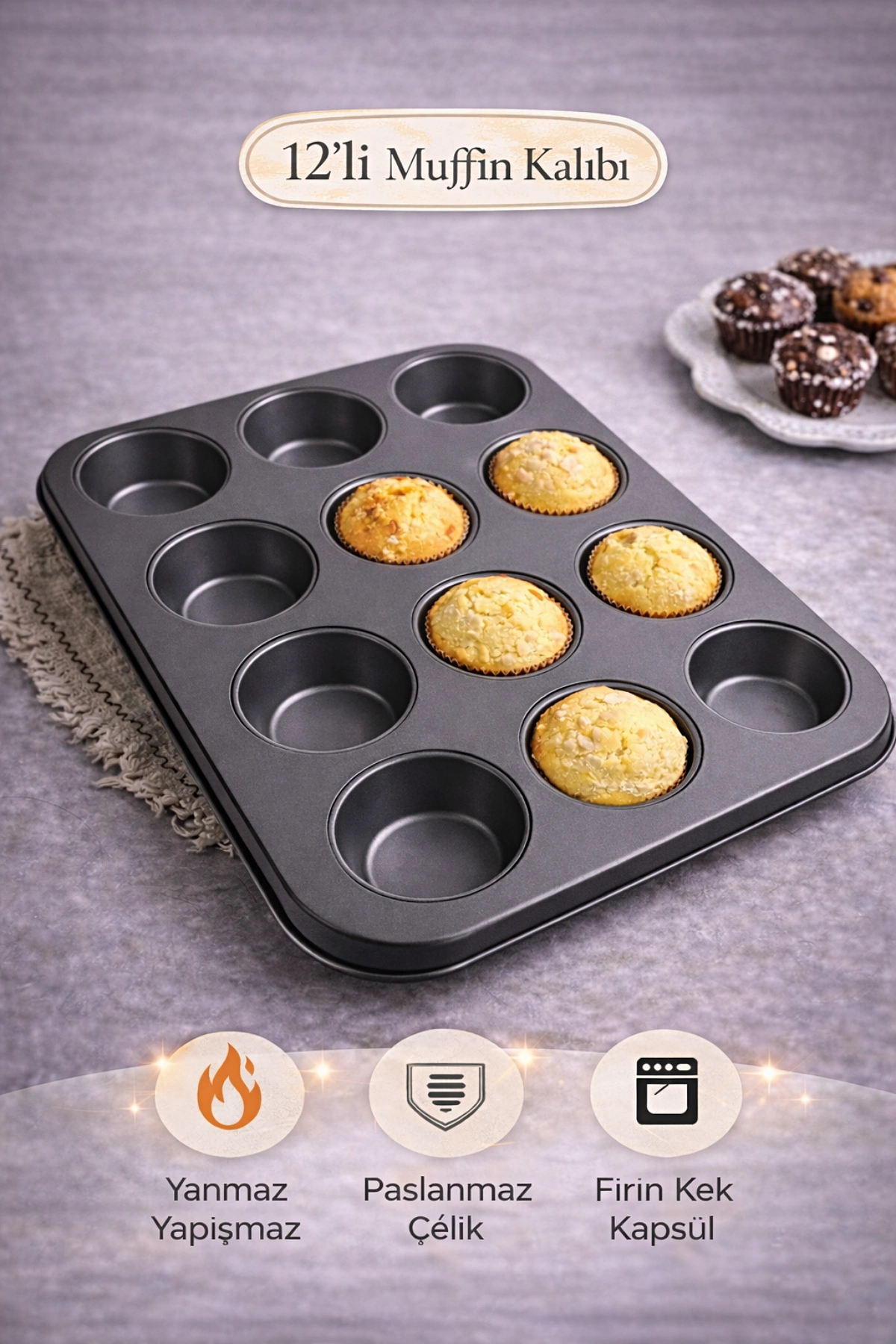Muffin Mold 12-Piece Cake Cookie Cupcake Luxury Muffin Mold Cake Donut Baking Capsule Tray