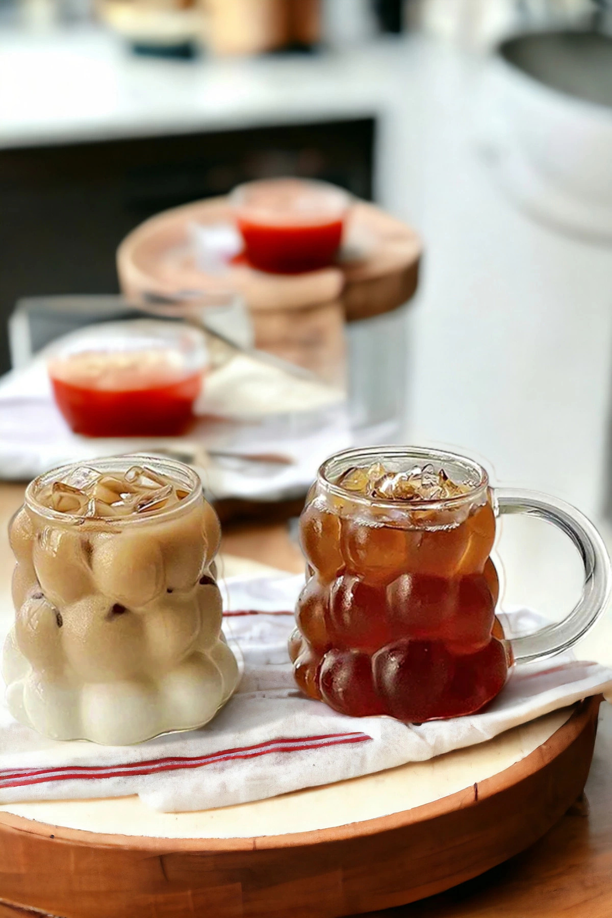2-Piece Shaped Bead Glass Soft Drink Grape Grain Presentation Glass Retro Glass Cup with and without Handle