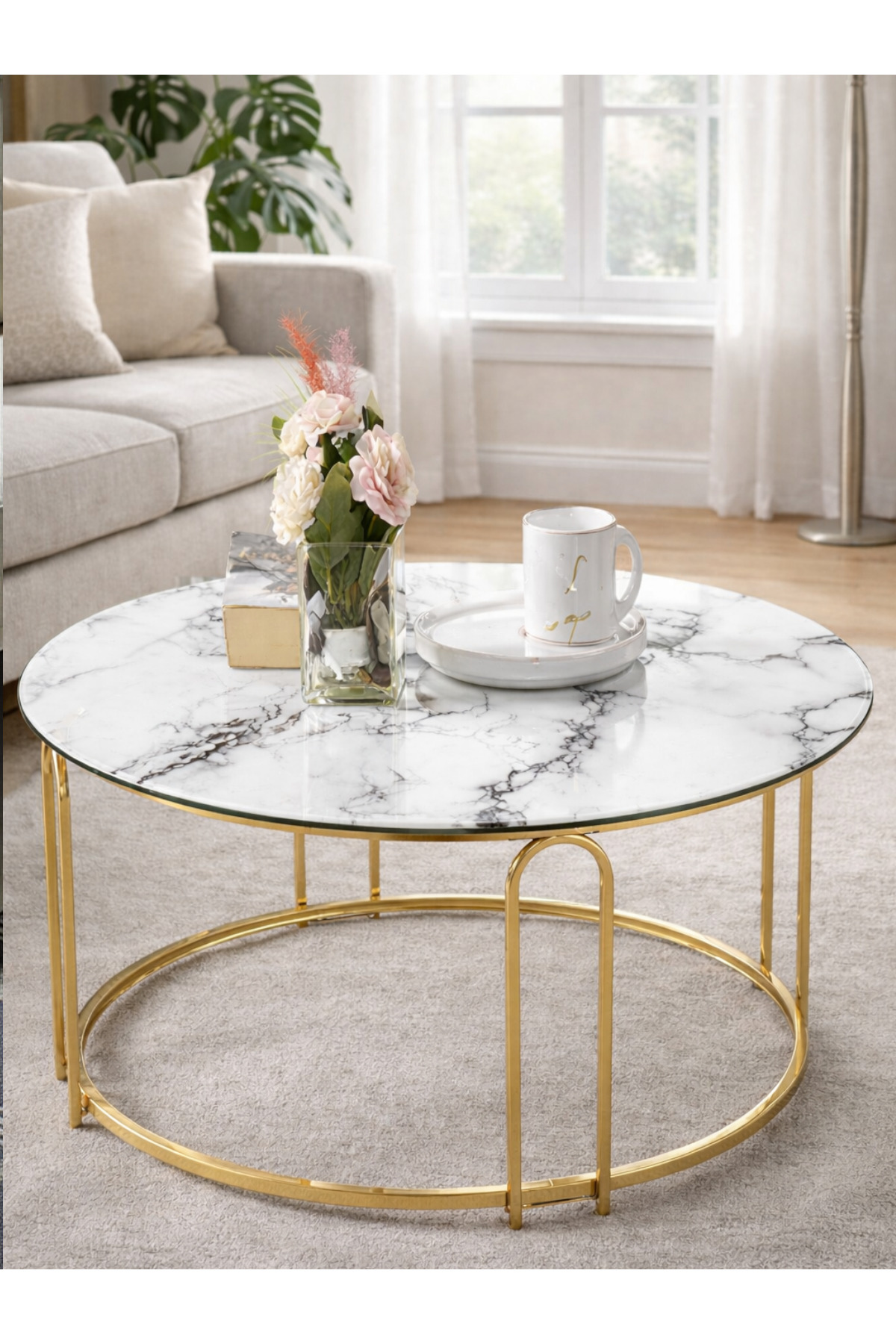 Lenka Orta Sehpa Yuvarlak Gold Metal - Sedaş-lenka-orta-gold