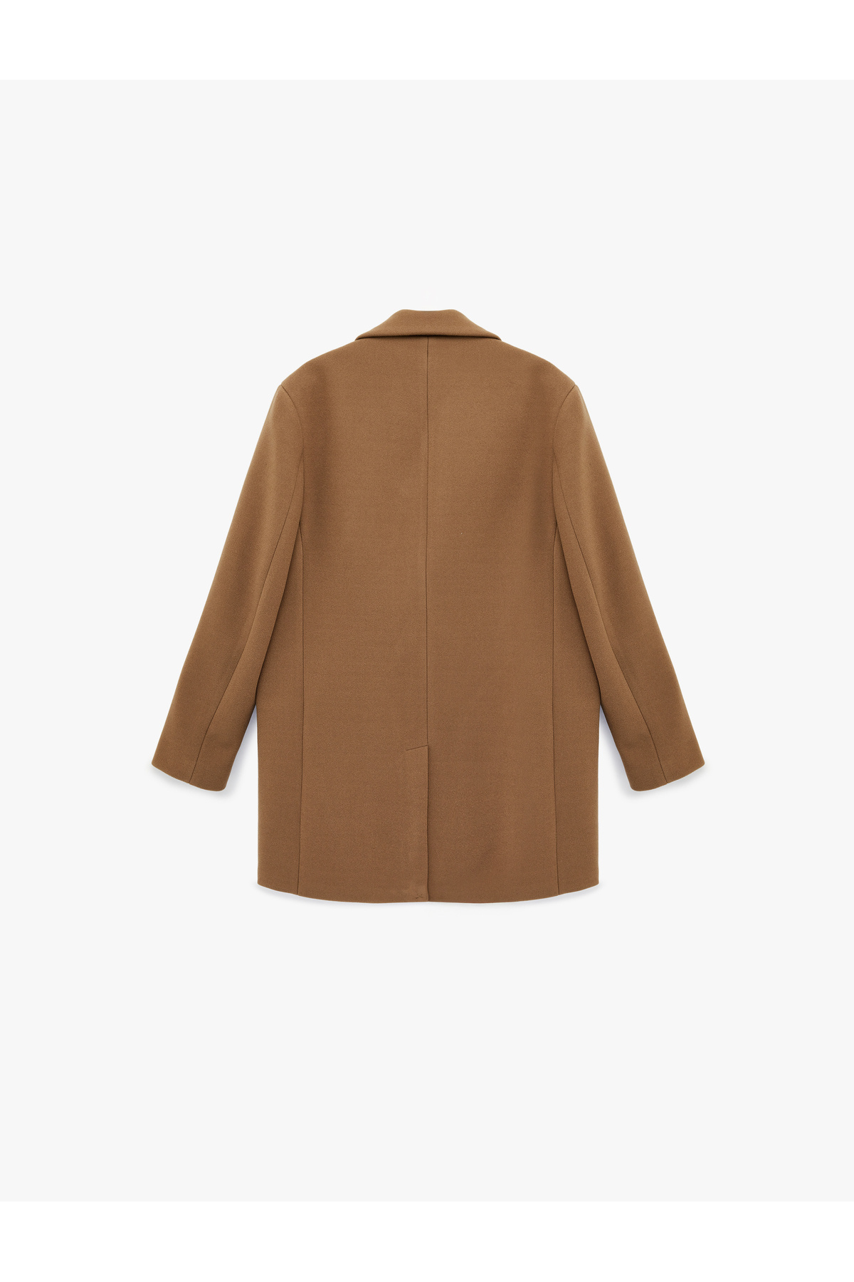 Koton  Uzun Kollu Kapaklı Cepli Düğmeli Mono Yaka Kaşe Kaban - Görsel 4