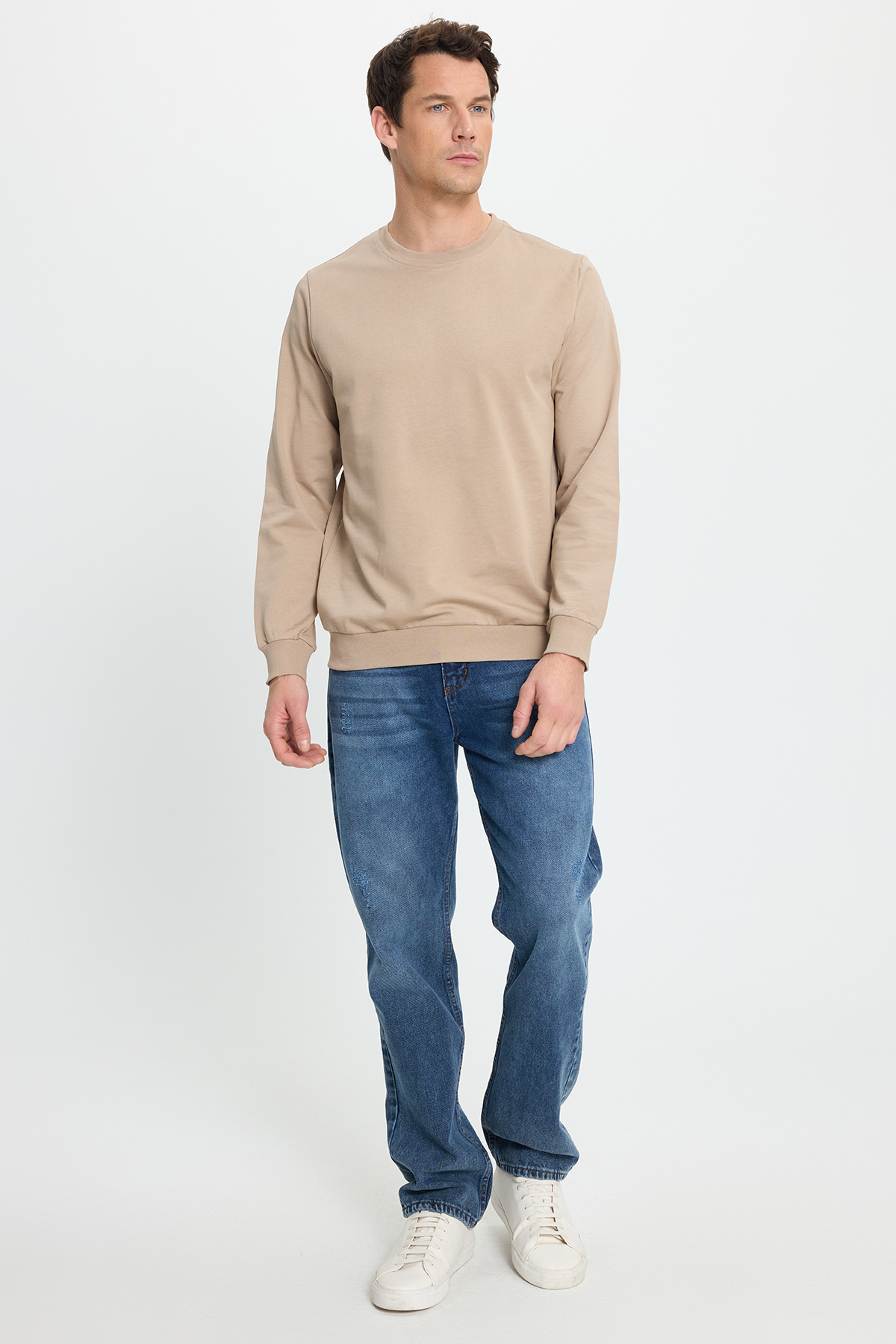 Tudors  Erkek Relax Fit Rahat Kesim %100 Pamuk 2 İplik Bisiklet Yaka Taş Sweatshirt - Görsel 4