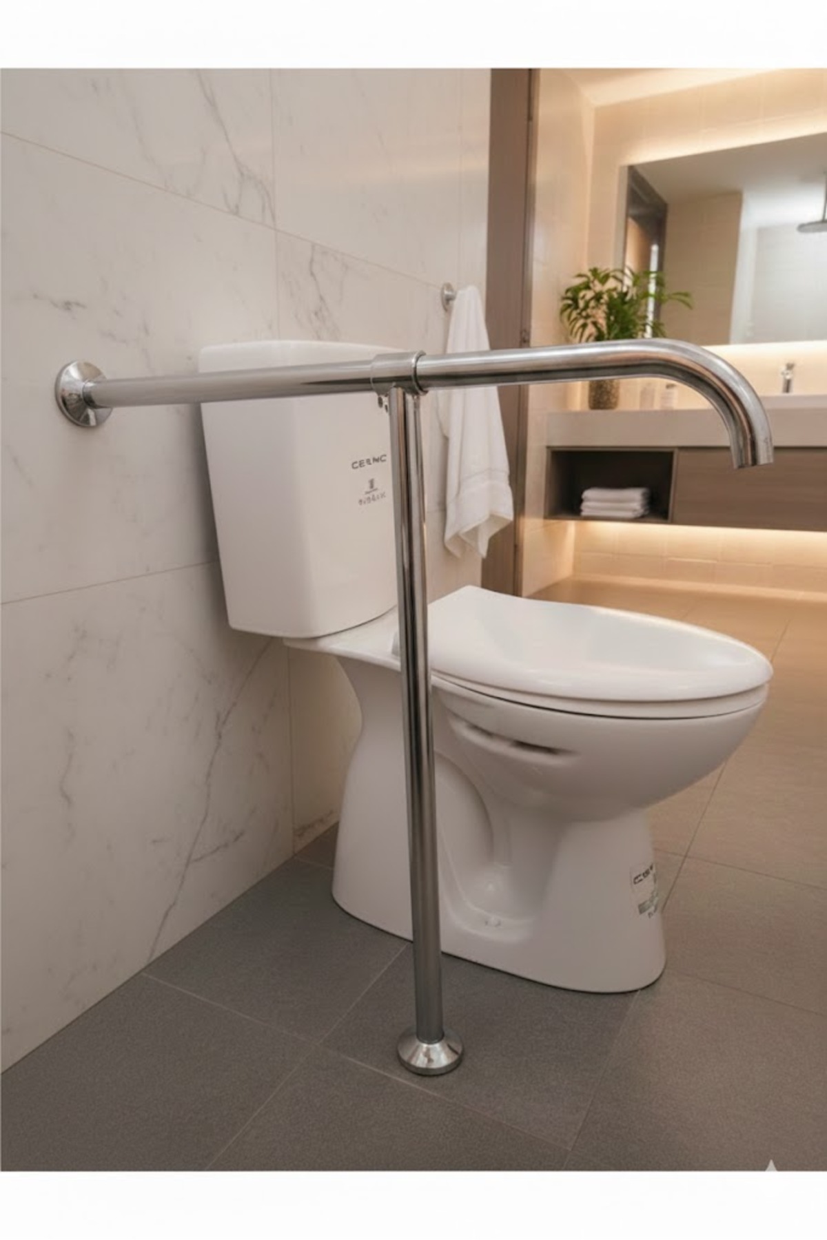NEW T HANDICAP GRAB BAR BATHROOM WC STAINLESS MATTE SATIN FINISH