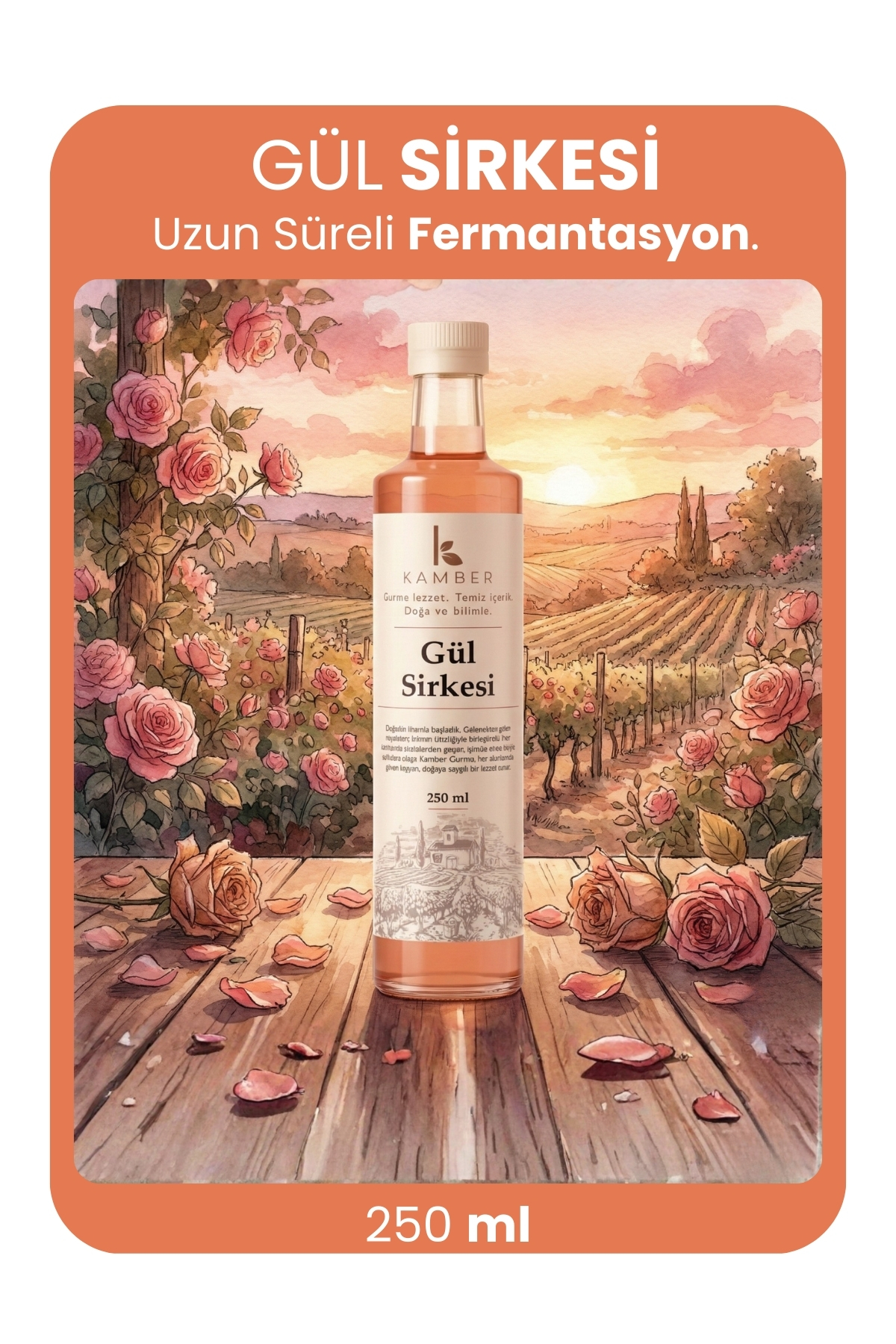 Kamber Doğadan Sağlığa Gül Sirkesi Doğal Fermantasyon Rose Vinegar 250 ML - Fiyatı, Yorumları