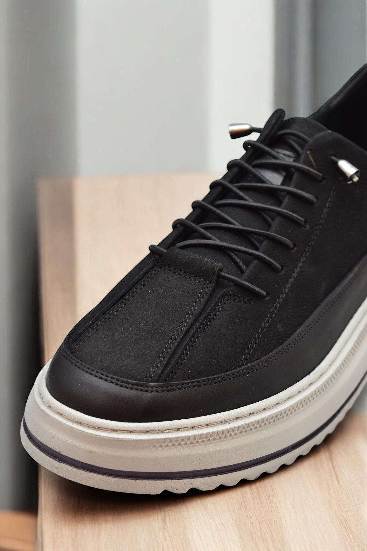 ISPARTALILAR  TAB835 Ortopedik Taban Hakiki Deri Nubuk Siyah Erkek Ayakkabı Günlük Erkek Ayakkabı - Görsel 6