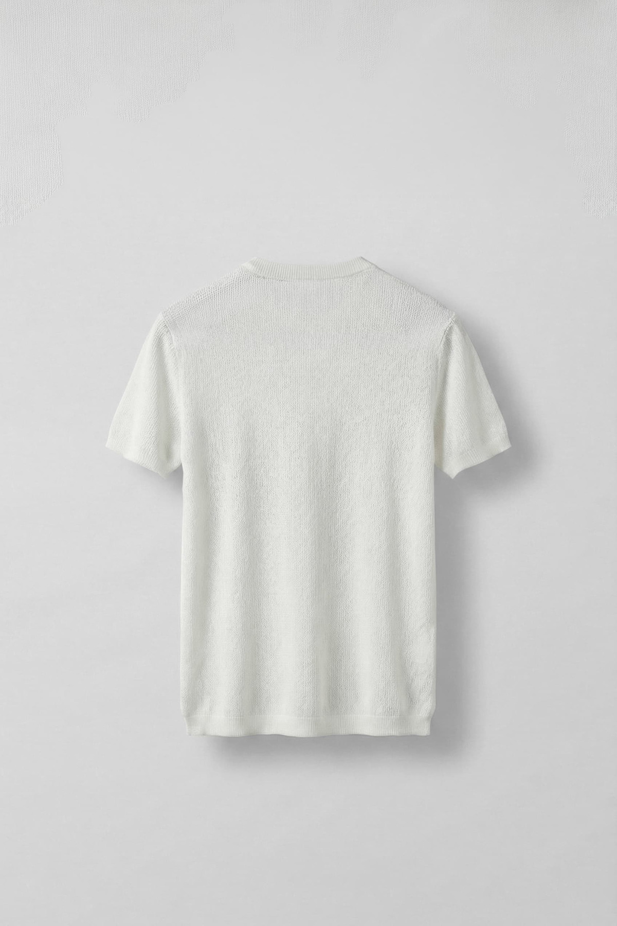 ablukaonline  Erkek Regular Fit Bisiklet Yaka Esnek Triko T-Shirt Ekru - Görsel 2