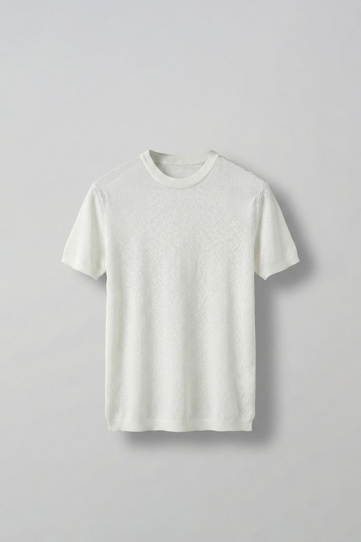 ablukaonline  Erkek Regular Fit Bisiklet Yaka Esnek Triko T-Shirt Ekru