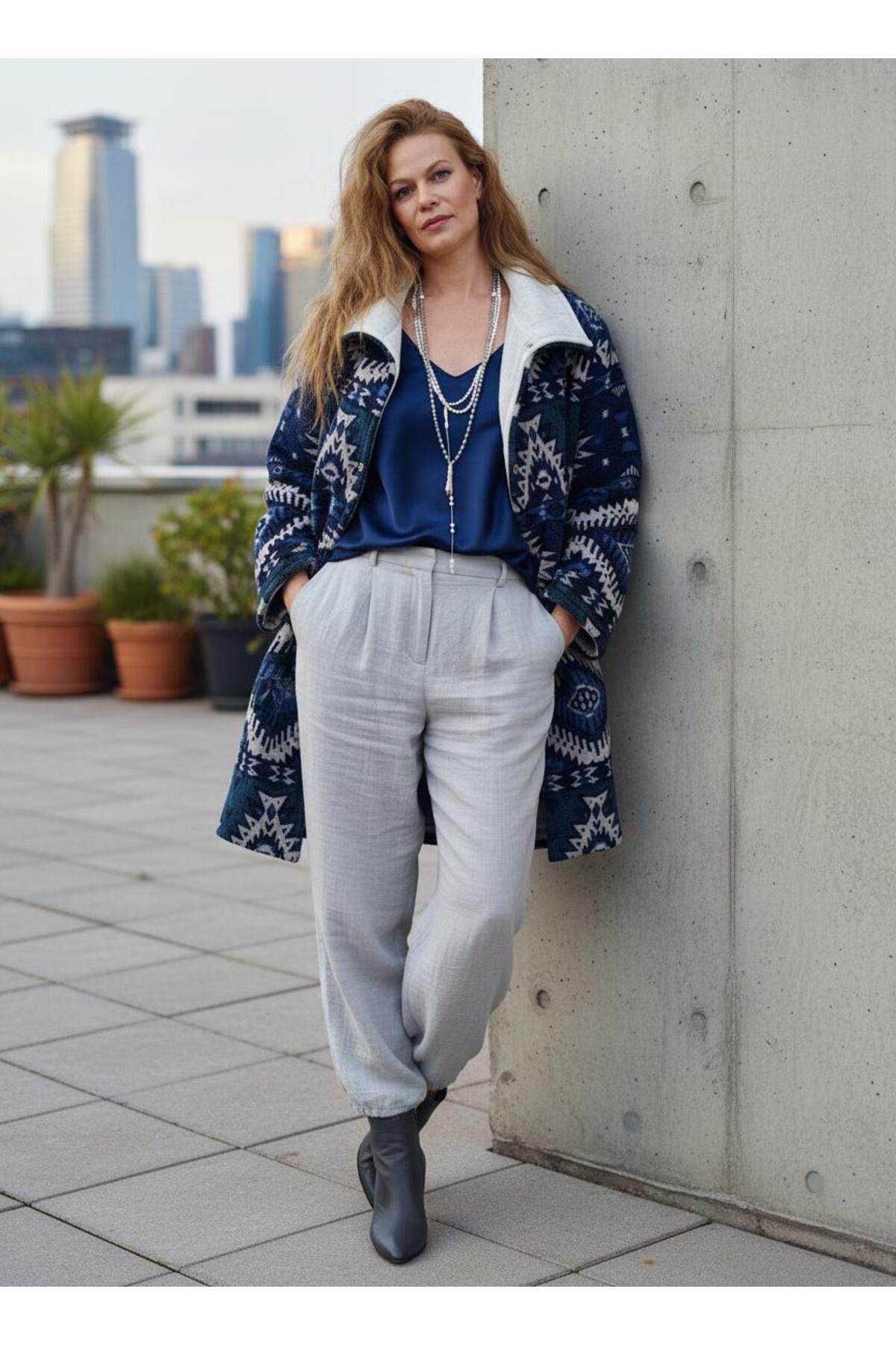 Su Koleksiyon  Kilim Polar Palto - Görsel 2