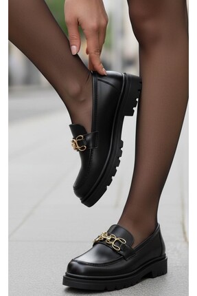 Platana Ortopedik Siyah Tokalı Loafer Kadın Ayakkabı