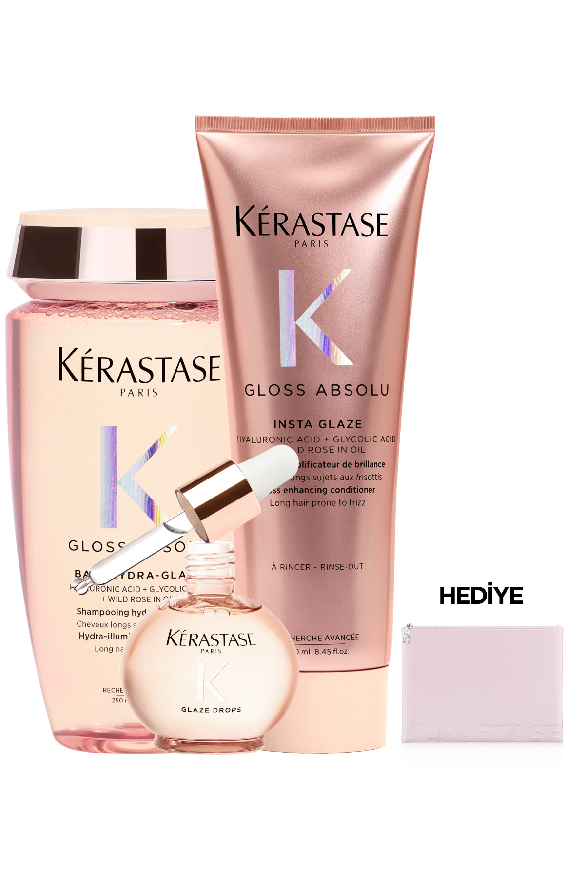 Kerastase Gloss Absolu Elektriklenme Karşıtı Saç Bakım Seti - Bain & Fondant & Oil