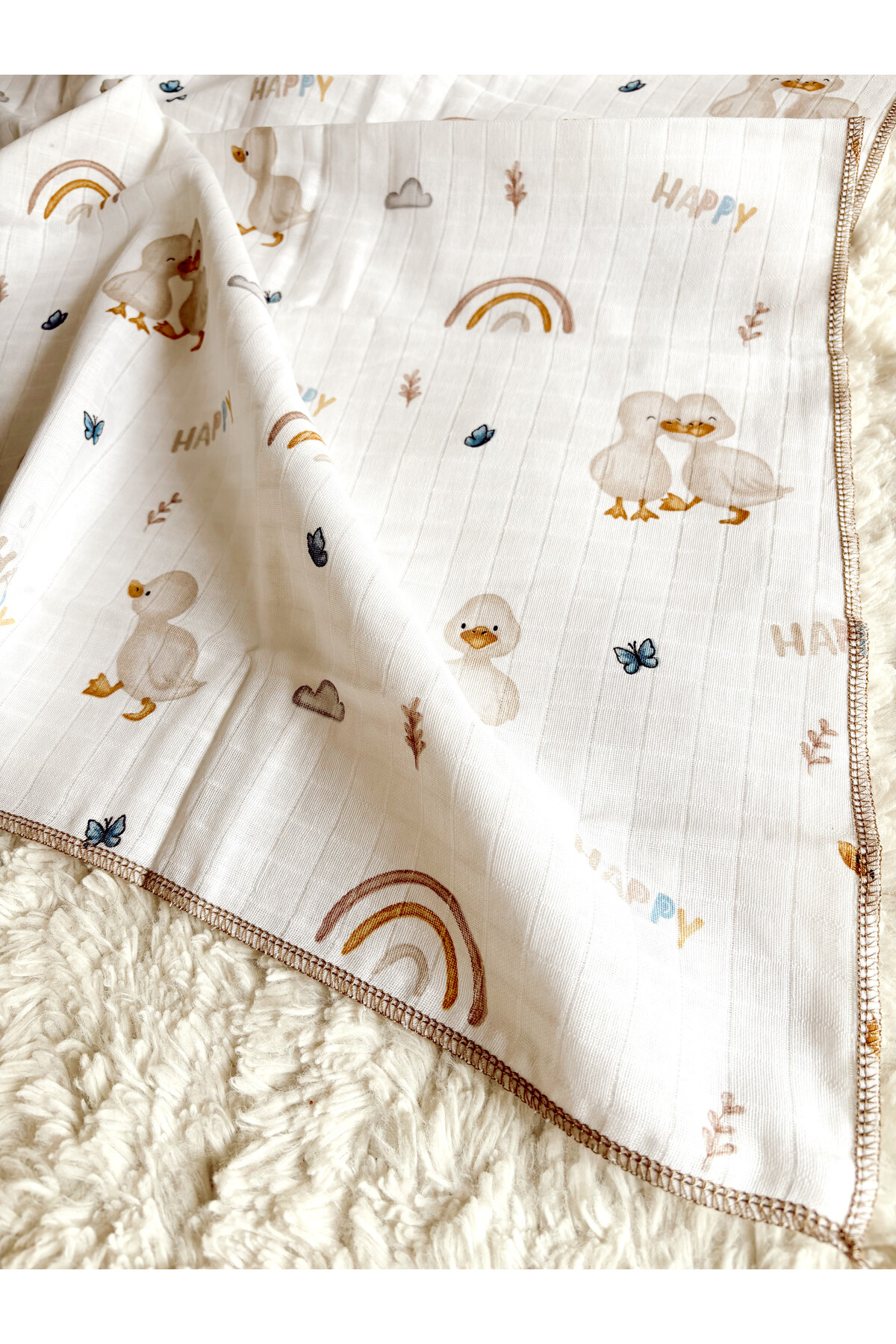 Cloudy Çok Amaçlı Müslin Battaniye, 06- Ördek, Kundak Örtüsü, 80x90 Cm Bebek, Yeni Doğan Battaniye, Müslin fotoğrafı 2 (önizleme)