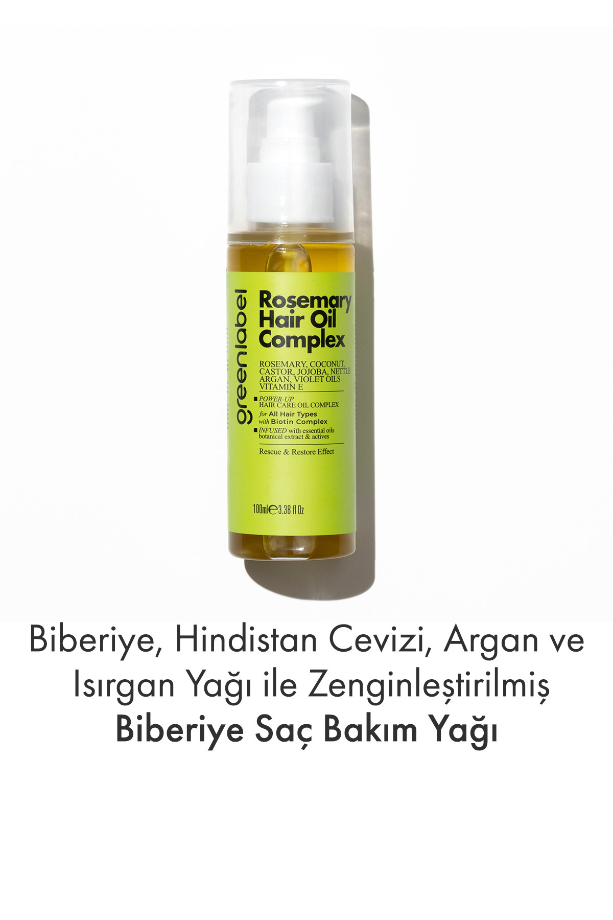 Greenlabel روغن مراقبت از مو رزماری غنی شده با روغنهای رزماری، نارگیل، آرگان و گزنه ۱۰۰ میلیلیتر — GLK-064