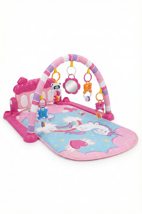 PAPAYA Oyun Halısı Aynalı Çıngıraklı Işıklı Müzikli Pembe Unicorn Çocuk Geliş...
