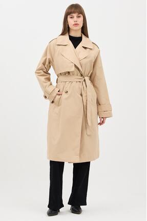 RESSHO Kadın Kemerli Uzun Trençkot – Su Geçirmez, Astarlı, Oversize Model