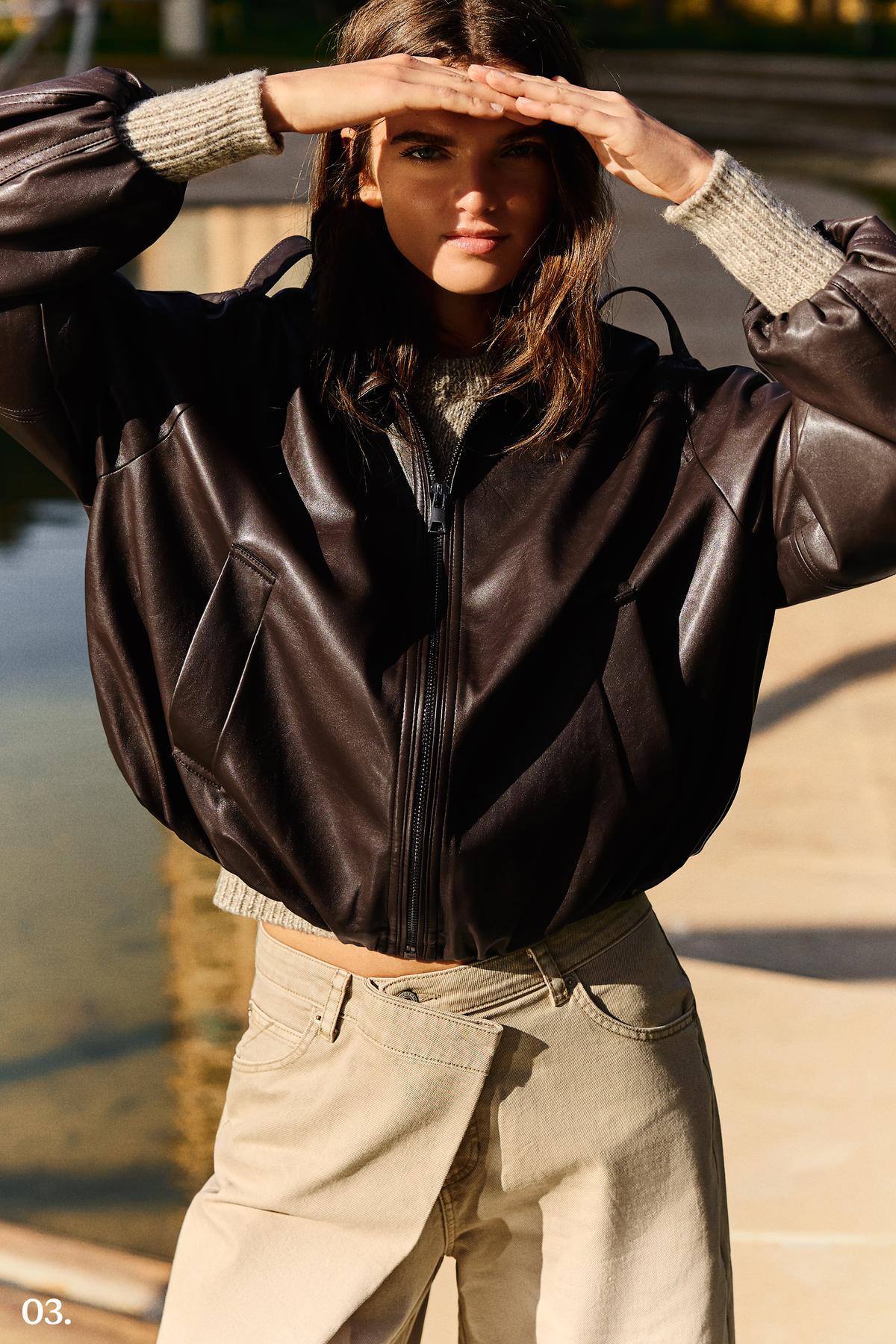 Bershka  Suni deri balon ceket - Görsel 4