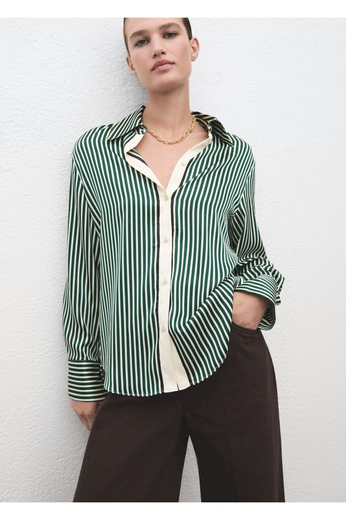 MANGO Striped Combined Shirt