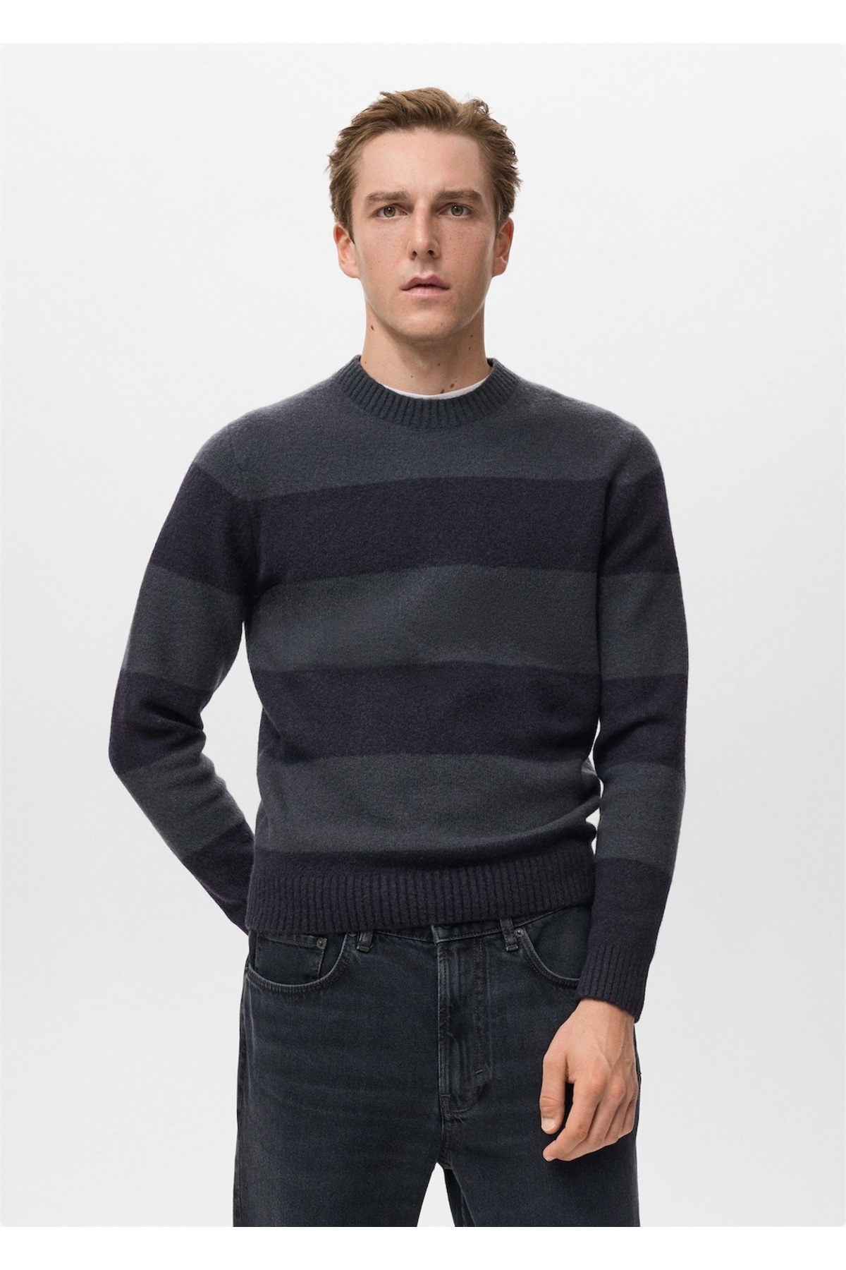 مانگو ژاکت راه راه پشمی ترکیبی