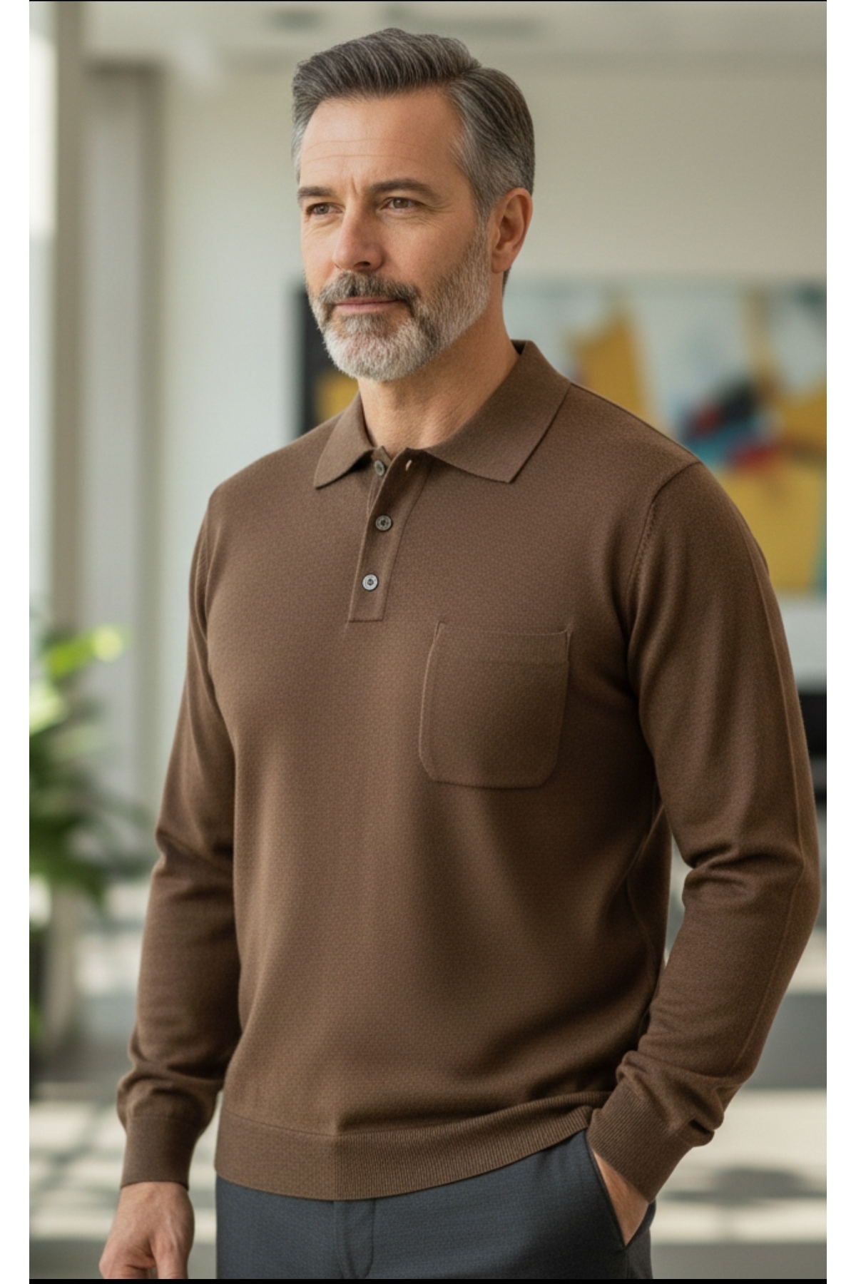 güncüoğlu  POLO YAKALI CEPLİ İNCE YÜN ERKEK KAZAK - Görsel 2