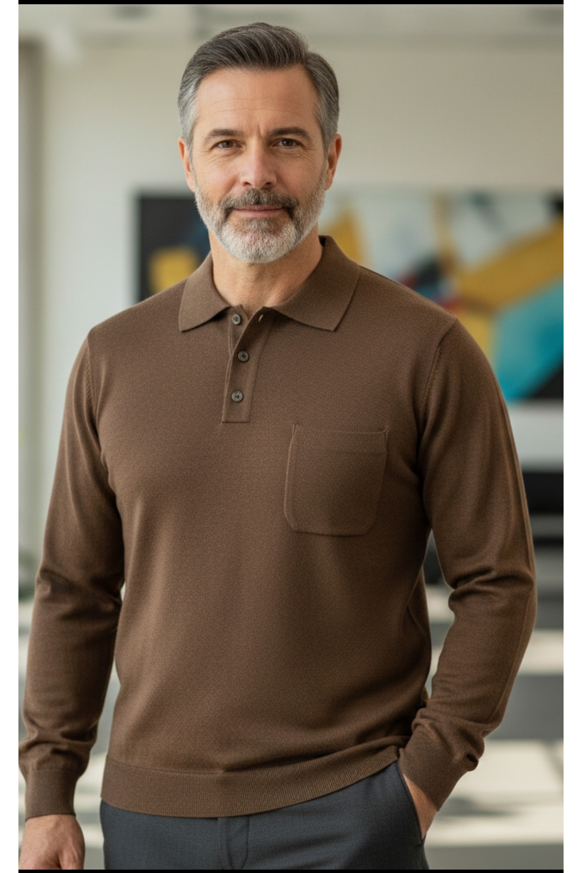 güncüoğlu  POLO YAKALI CEPLİ İNCE YÜN ERKEK KAZAK