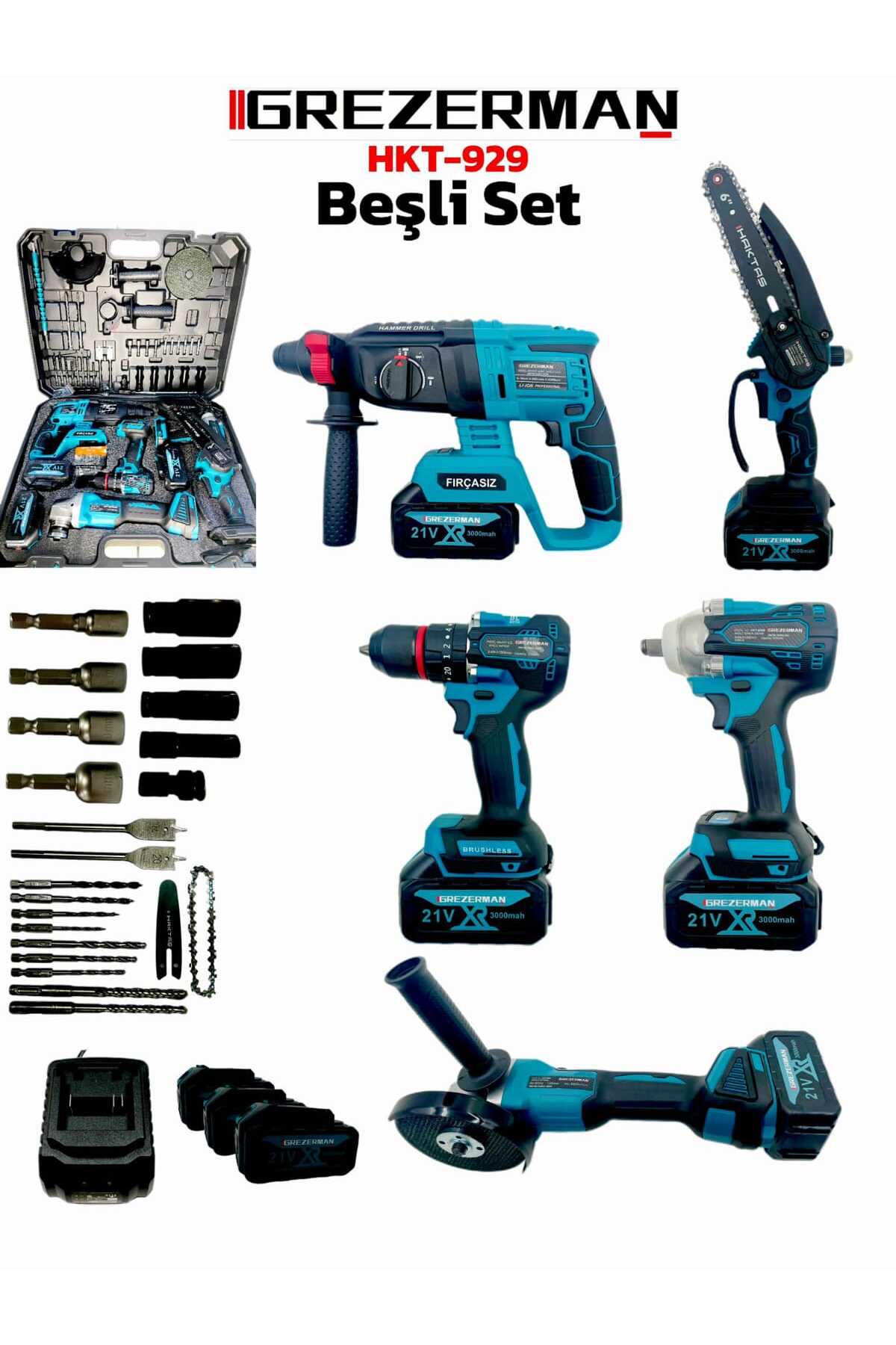 Genel Markalar Profesyonel Akülü 5'li Set Matkap & Spiral & Hilti